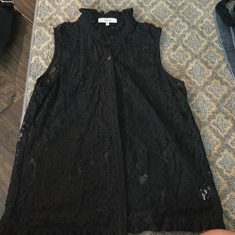Black lace button down shirt